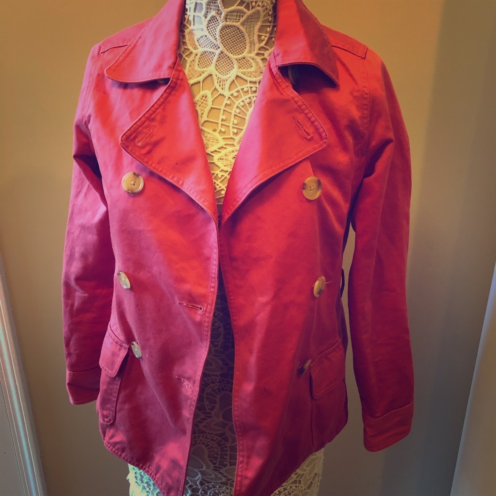 A burgundy red jacket